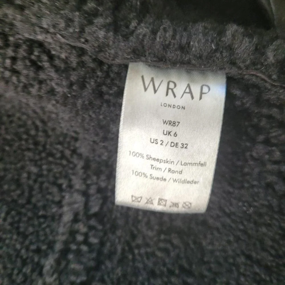 WRAP LONDON Suede and Leather Sheepskin Shearling Leah Jacket XS - Picture 6 of 12